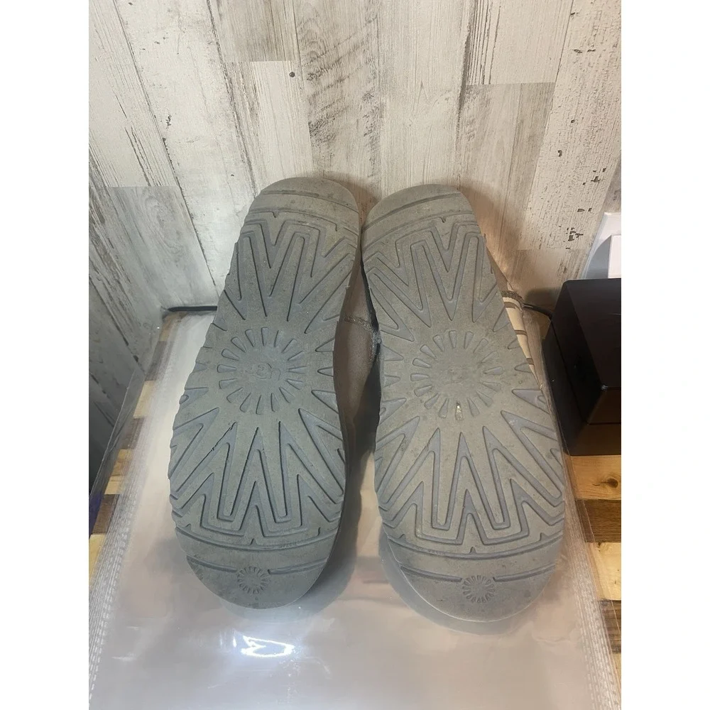Ugg Classic Ultra Mini  Ankle Boot Grey Suede Women's Size 8 Warm, And Comfy